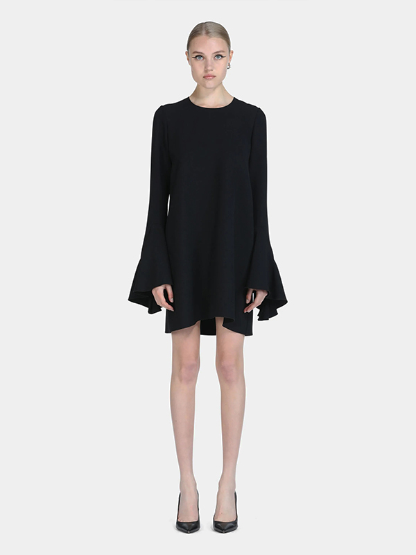 Nº21 波浪袖短洋裝 (黑)