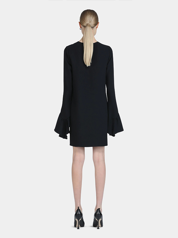 Nº21 波浪袖短洋裝 (黑)