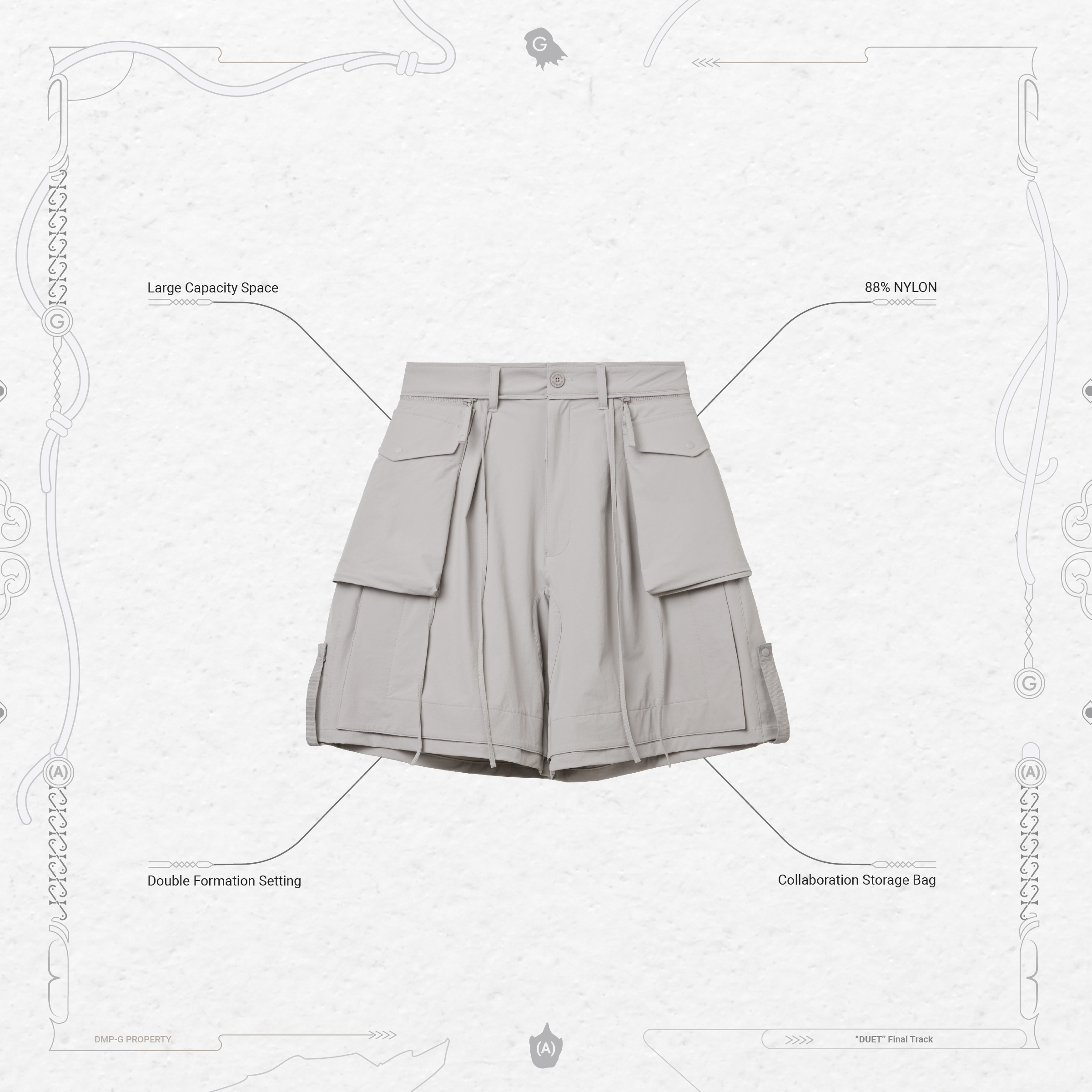 GOOPiMADE (A).11G - “DUET” R-shield Strap Shorts - Tech-Gray