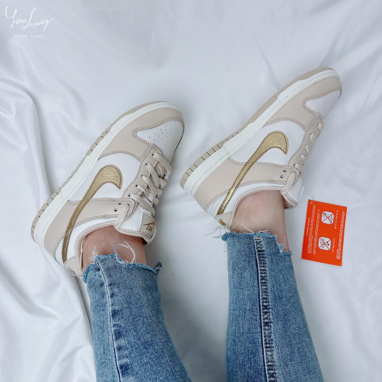 【Luxury】部分現貨 NIKE WMNS DUNK LOW GOLD 女鞋 奶茶色 金箔 金勾 穿搭 經典 休閒鞋