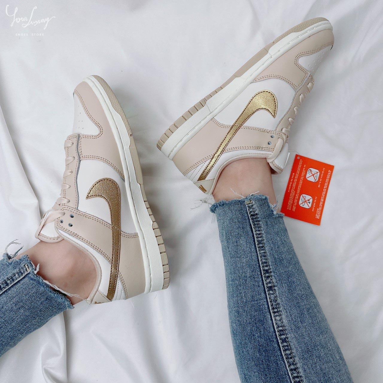 【Luxury】部分現貨 NIKE WMNS DUNK LOW GOLD 女鞋 奶茶色 金箔 金勾 穿搭 經典 休閒鞋