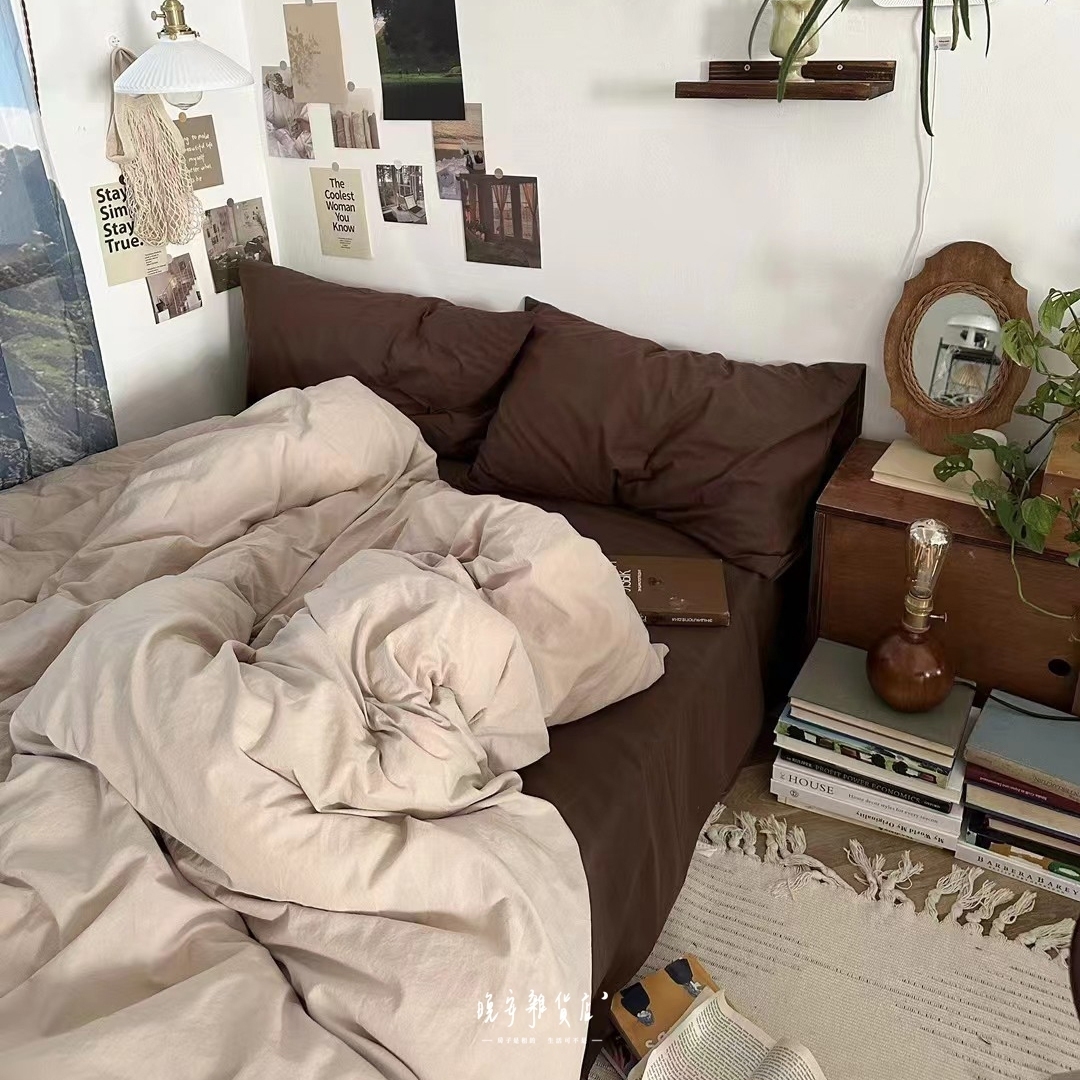 拼接色純棉【布朗尼の誘惑】床單床包組