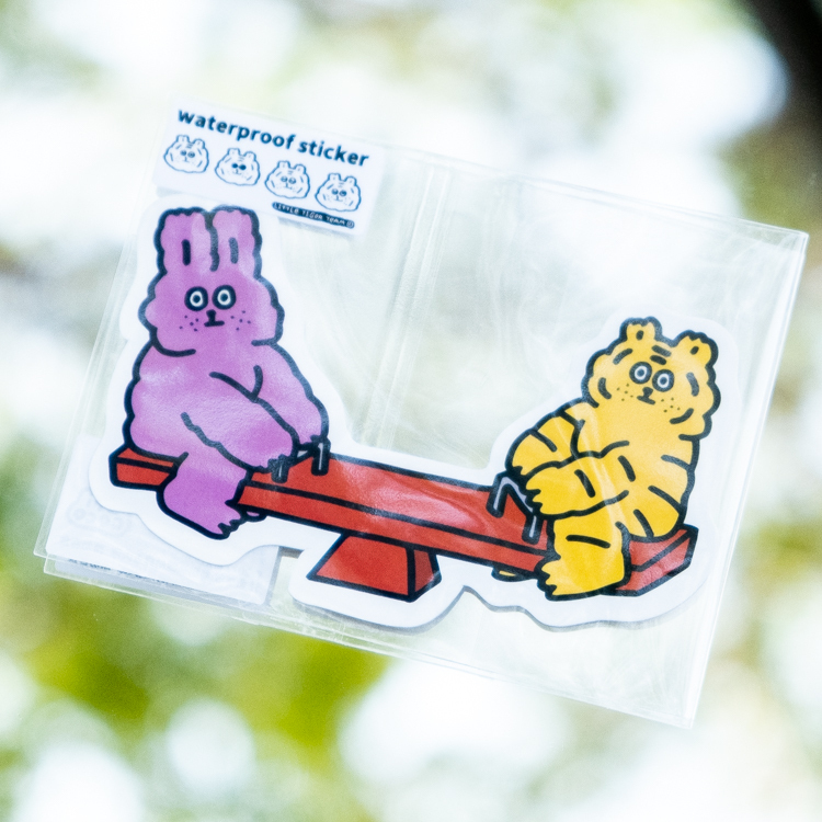 ericoco 小虎day｜防水貼紙｜兔兔小虎翹翹板