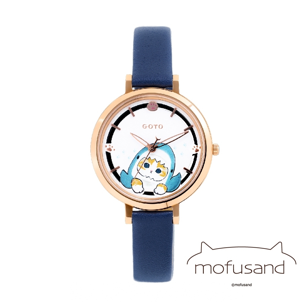 【GOTO】貓福珊迪聯名系列-變裝鯊鯊皮革款  GL3102L-4L-241 36mm 現代鐘錶