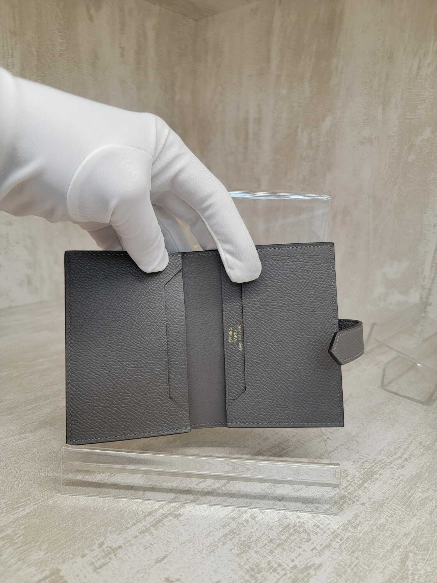 Hermes mini bearn 0L  gris Meyer card holder CC (CARDS ONLY) 積雨雲灰金扣(兩邊卡)