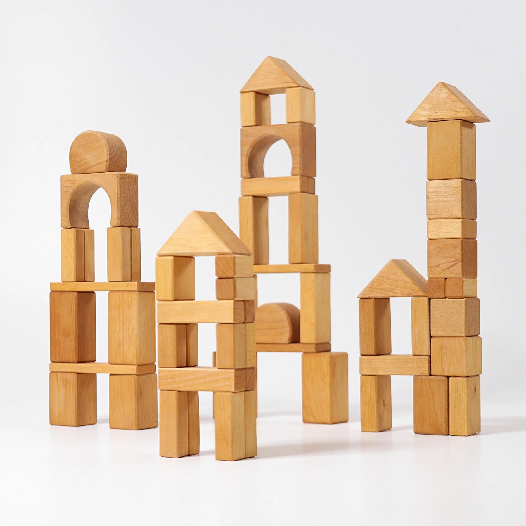 【德國 Grimm's 開放式多彩積木】原木搭建組-60pcs