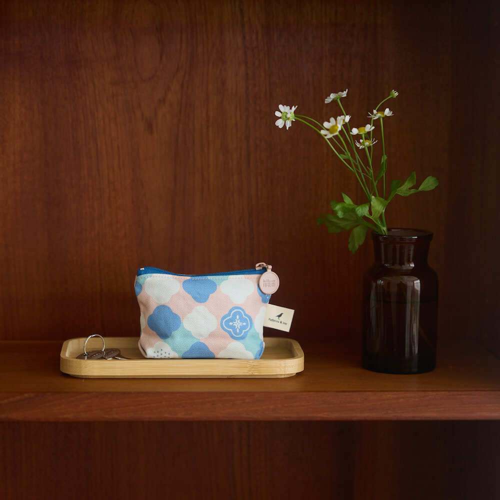 Zipper Mini Purse/Begonia Glass Pattern No.2/Breeze Pink