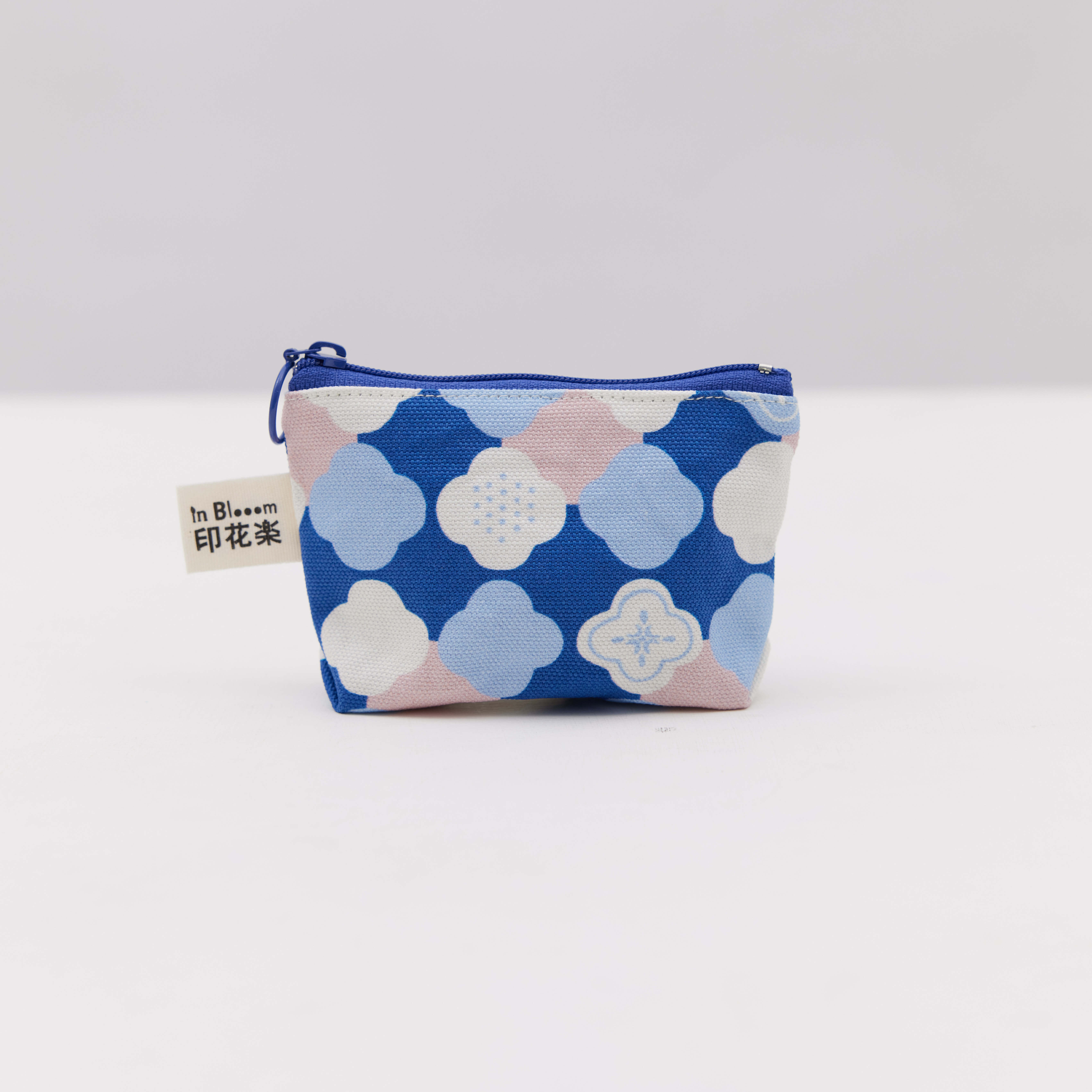 Zipper Mini Purse/Begonia Glass Pattern No.2/College Blue
