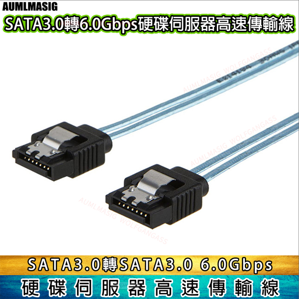 AUMLMASIG全通碩【 SATA硬碟伺服器資料高速傳輸線】 180度 轉 SATA 180度 1公尺長度 帶有彈片扣 12Gbps 7PIN