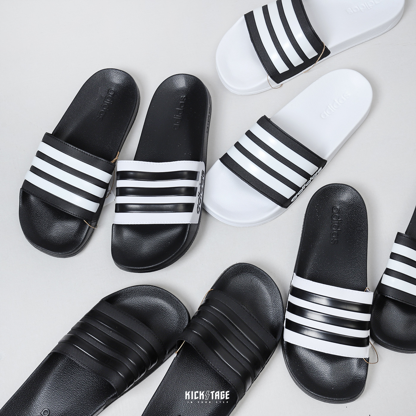 男女鞋ADIDAS ADILETTE SHOWER SLIDES 四色三線立體LOGO 運動防水拖鞋【G