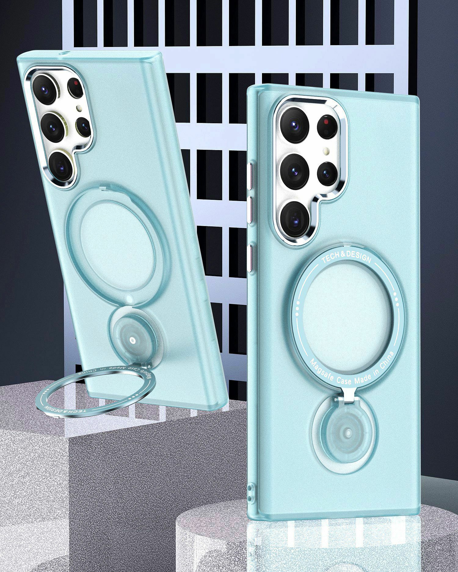 S23系列【360°旋轉磁吸支架防摔殼】看片神器～多角度調節支架，磨砂半透magsafe磁吸保護殼  四色可選