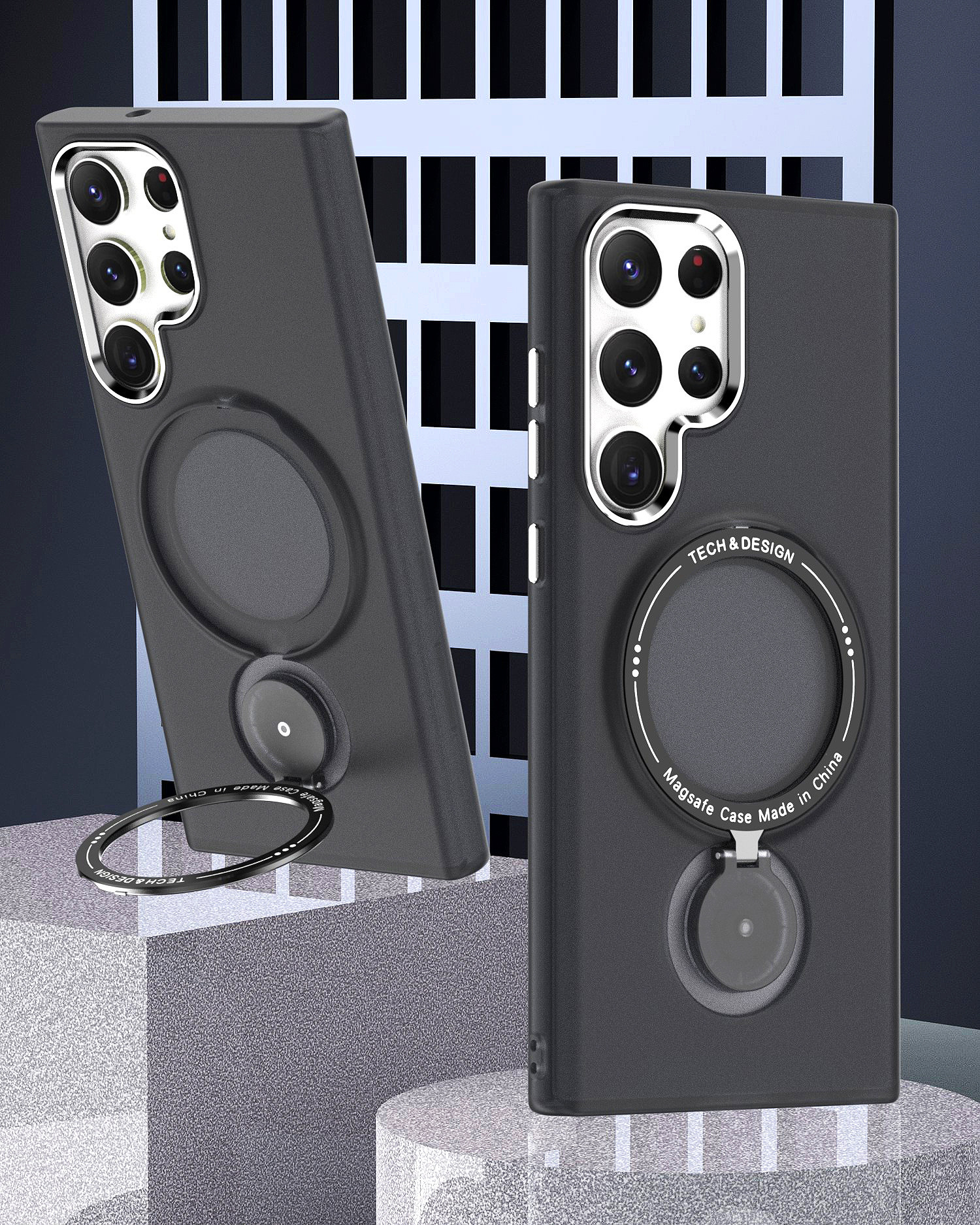 S23系列【360°旋轉磁吸支架防摔殼】看片神器～多角度調節支架，磨砂半透magsafe磁吸保護殼  四色可選