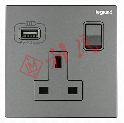 Legrand 羅格朗 Galion 13A單蘇有開關連USB 2.4A  (白色/香檳金/深沙銀/玫瑰金/碳素黑/櫻花粉)