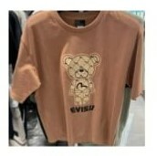 [S] EVISU PUBLIC BEARBRICK LOOSE FIT SHORT SLEEVE T-SHIRT,BEIGE, EV2UTS902-BEIGE (SEV237)