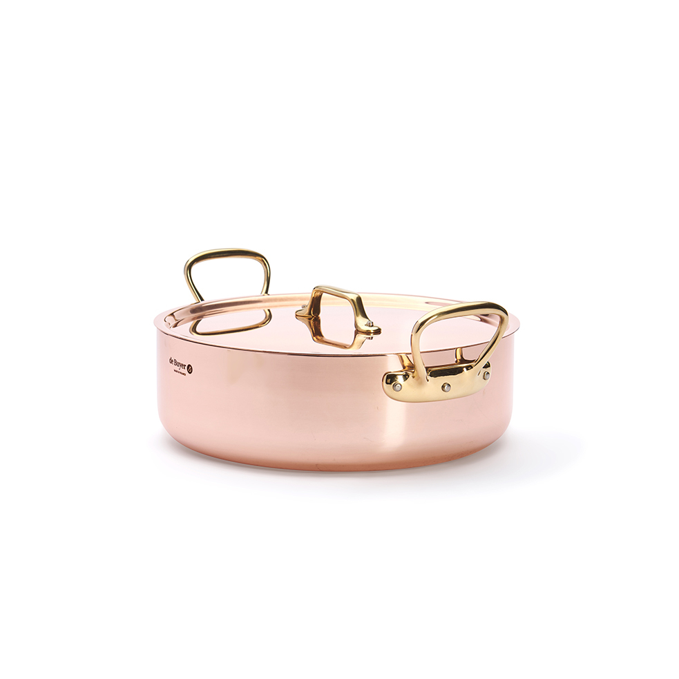 Inocuivre 系列 | 黃銅柄雙耳低身燉煎鍋+含蓋