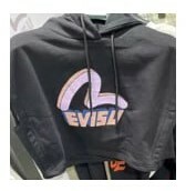 [S] EVISU CROPTOP HOODIE,BLACK, EV2FTS759-BLACK (SEV244)