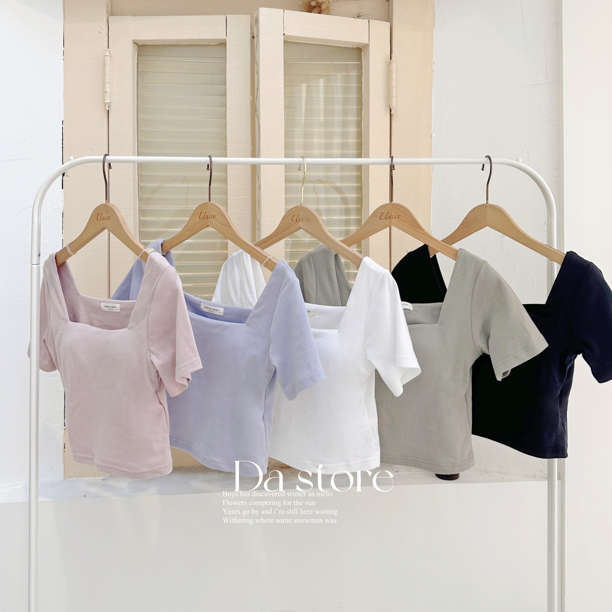 方領胸墊上衣/五色/BRA TOP