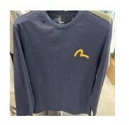 [S] EVISU SMALL LOGO PATCH LONG SLEEVE SHIRT,NAVY, EV1UTS903-NAVY (SEV248)