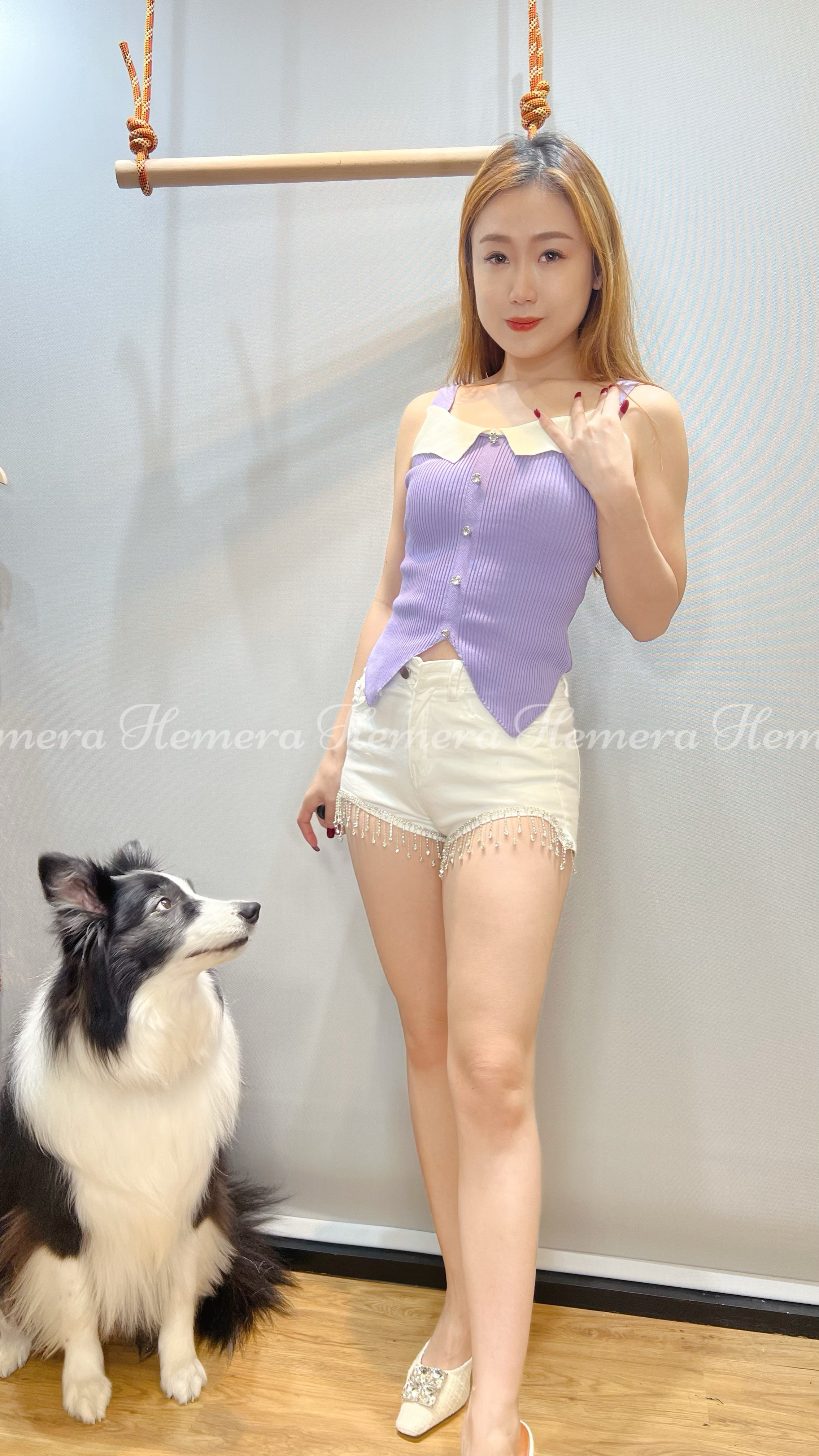 PT23W0317 BLING BLING 蘇業邊瘦腳牛仔短褲