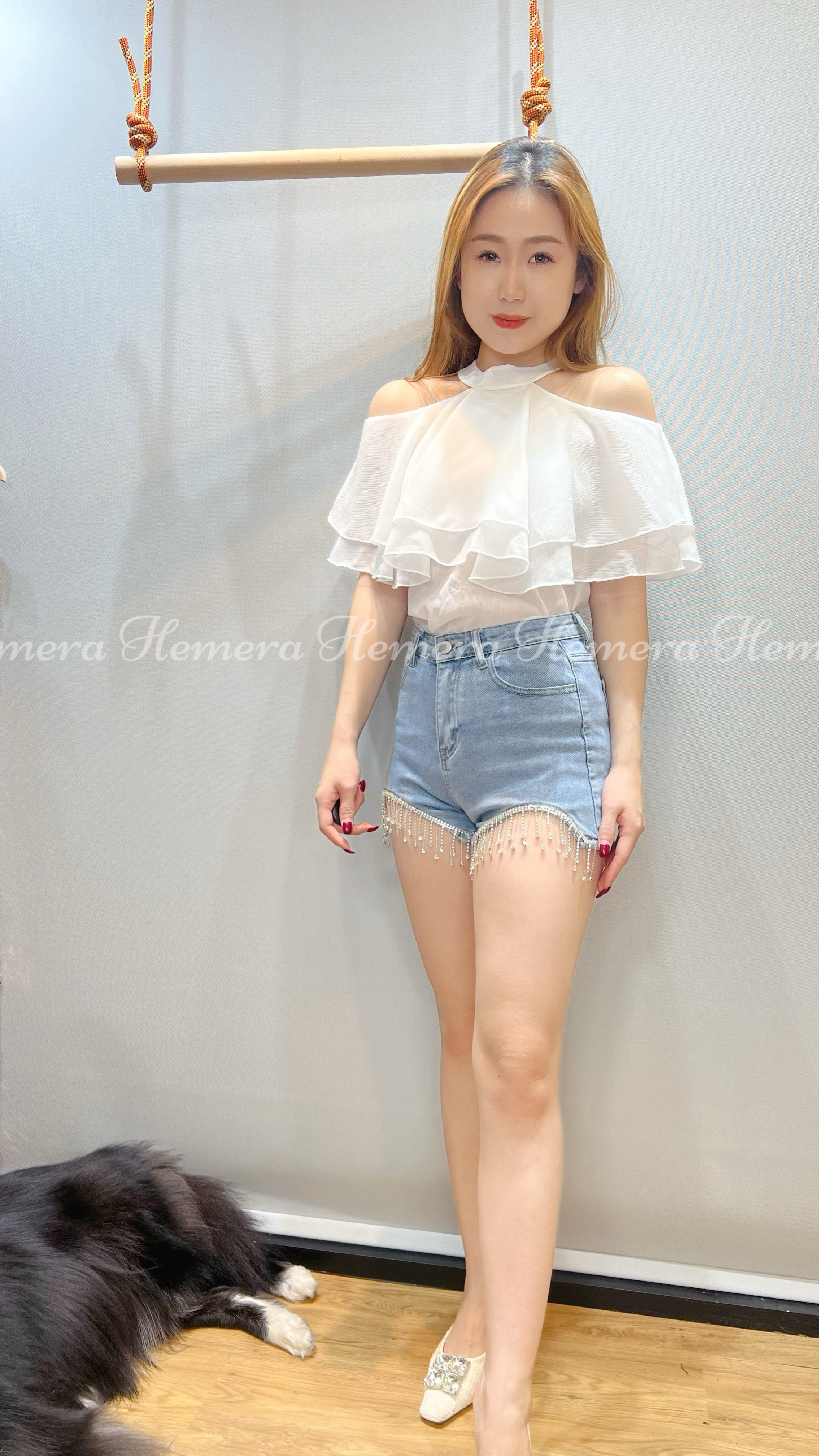 TP23W0315 肥肥手臂恩物:雪紡掛頸OFF SHOULDER 上身