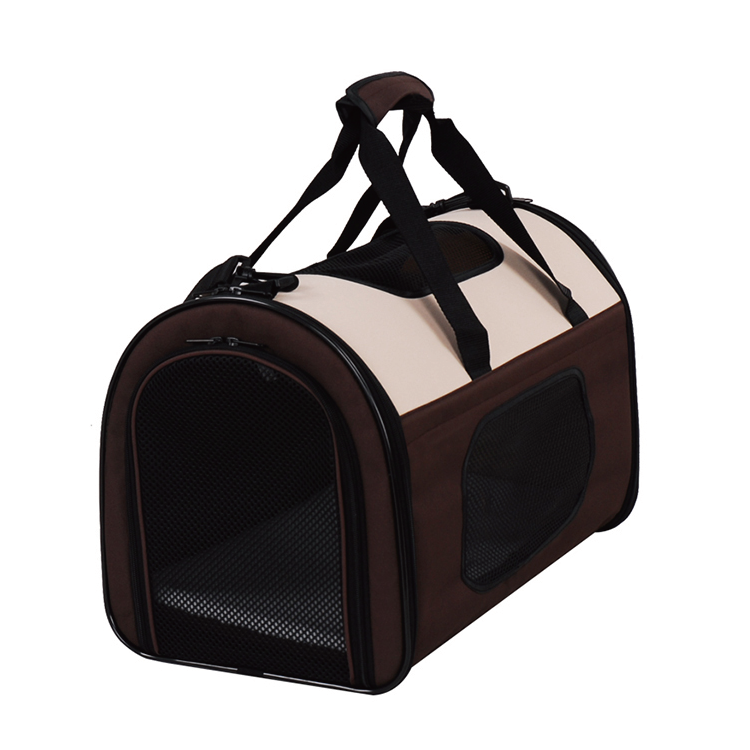 Petsfit 可摺疊寵物手提袋 (M) 50x30x33cm (啡色/麻灰色)