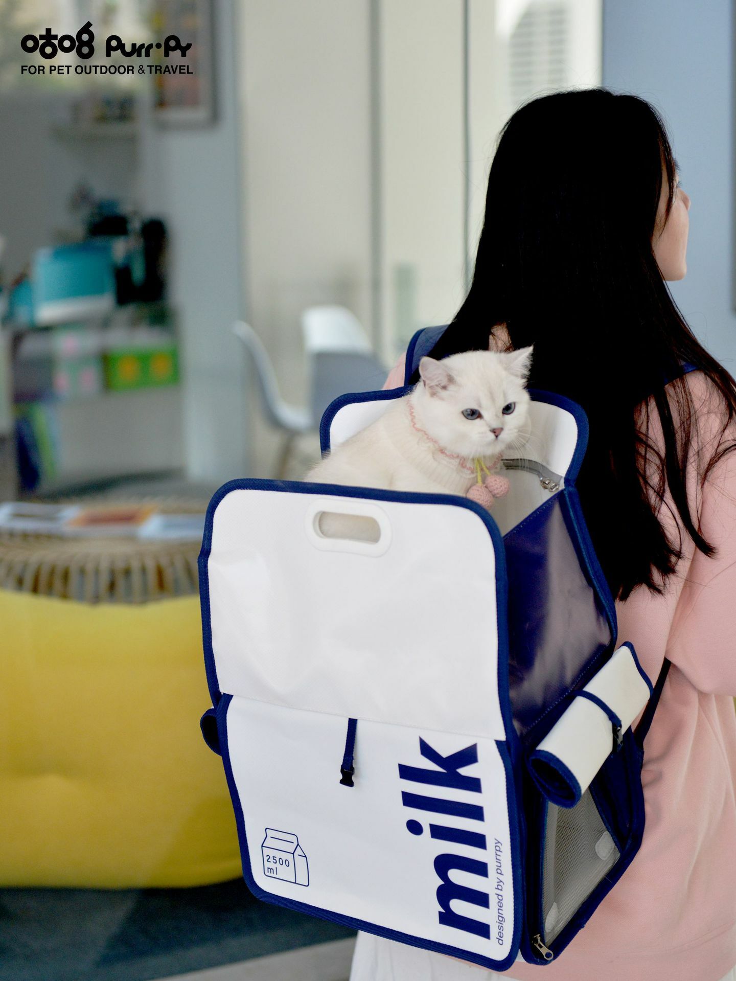 宠物包包 猫狗通用 高质量 高颜值牛奶包（蓝色，黑色）