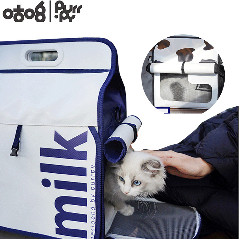 宠物包包 猫狗通用 高质量 高颜值牛奶包（蓝色，黑色）