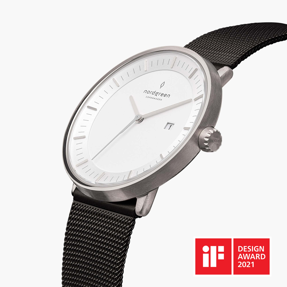 萬年鐘錶 - Nordgreen 北歐極簡風腕錶  Philosopher 哲學家極夜黑系列鈦鋼米蘭錶帶男錶 PH40SIMEBLXX  錶徑40MM