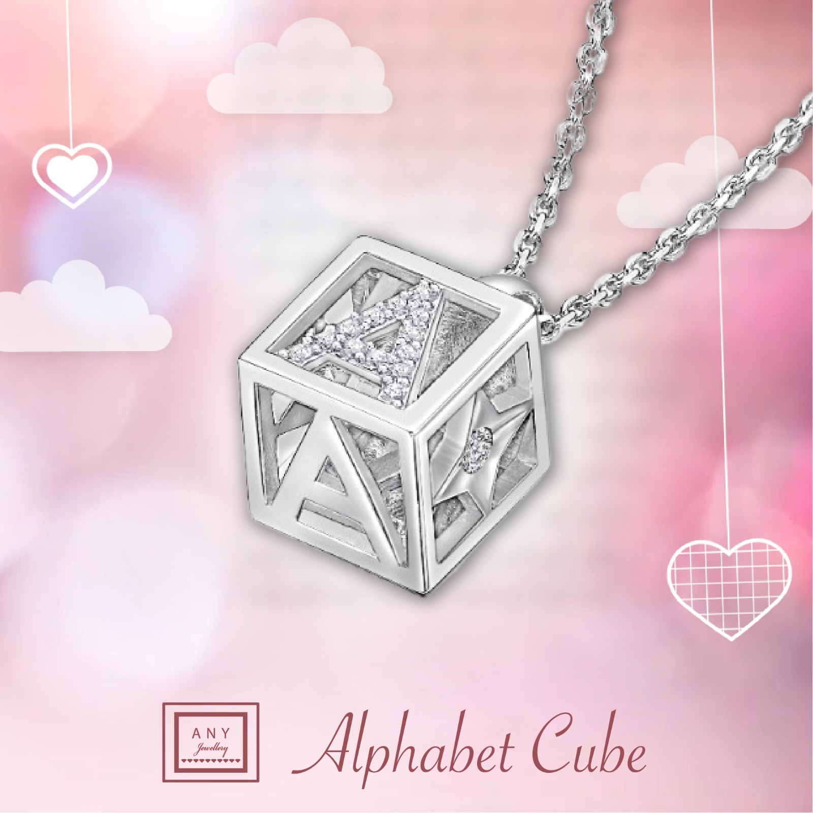 XP061 N3062 Alphabet Cube Necklace (莫桑)