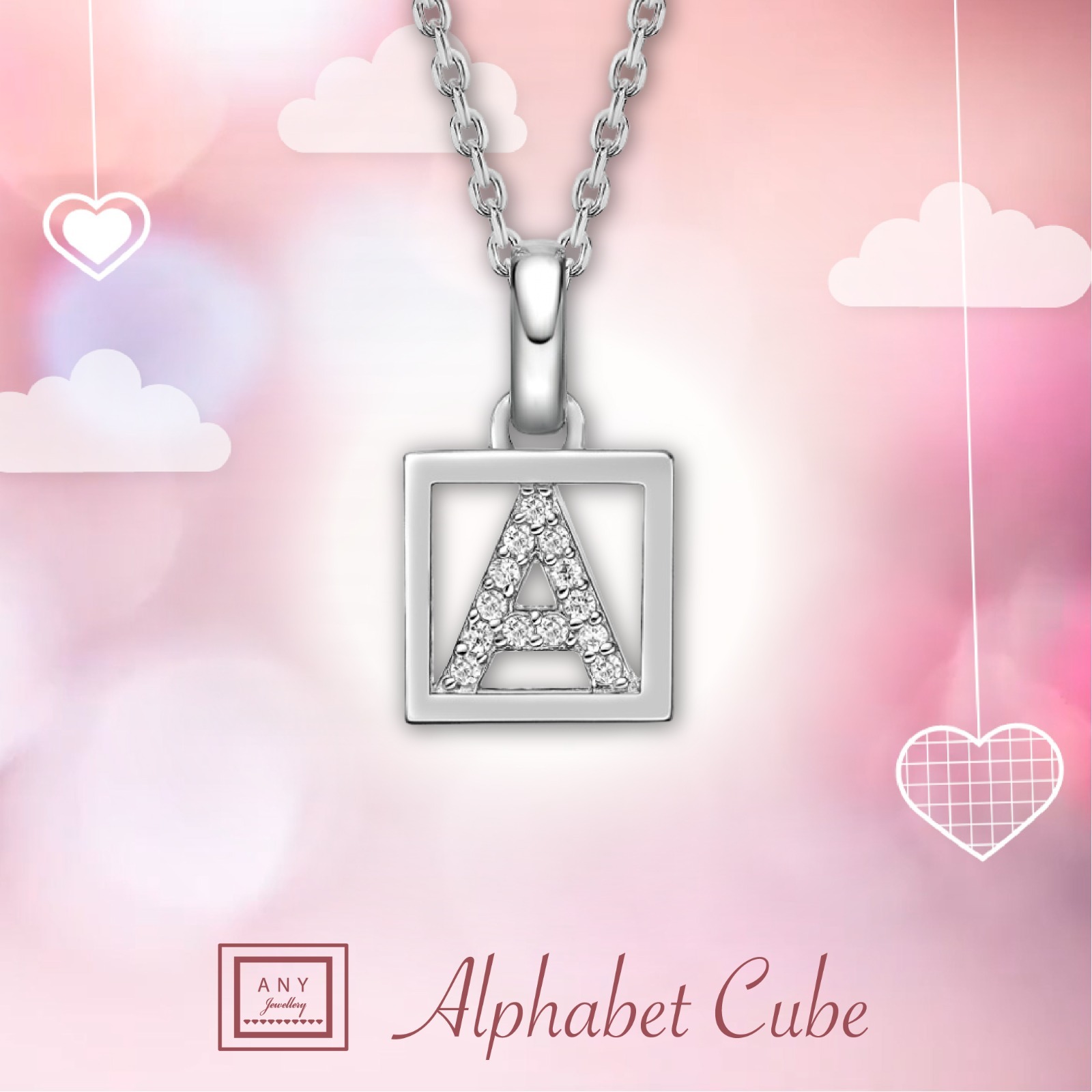 XP061 N3062 Alphabet Cube Necklace (莫桑)