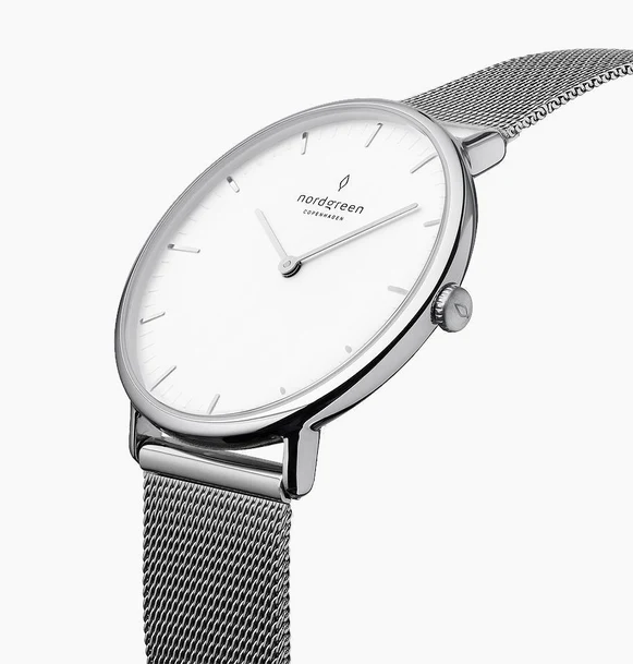 萬年鐘錶 - Nordgreen 北歐極簡風腕錶   Native 本真 皓白表盤月光銀米蘭錶帶女錶 NR36SIMESIXX  錶徑36MM