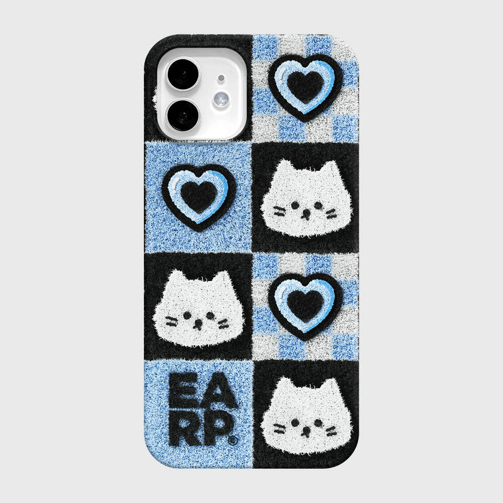 EARPEARP - CHECKER BOARD HEART CHICHI-BLUE 硬殼