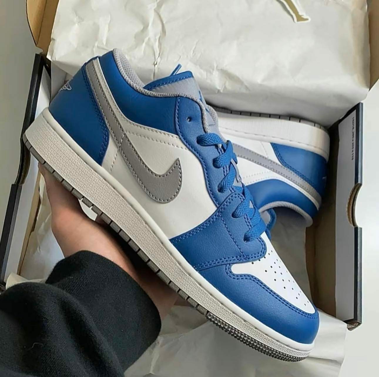 Air Jordan 1 Low “ True Blue” 白藍灰勾男款（553558-412）