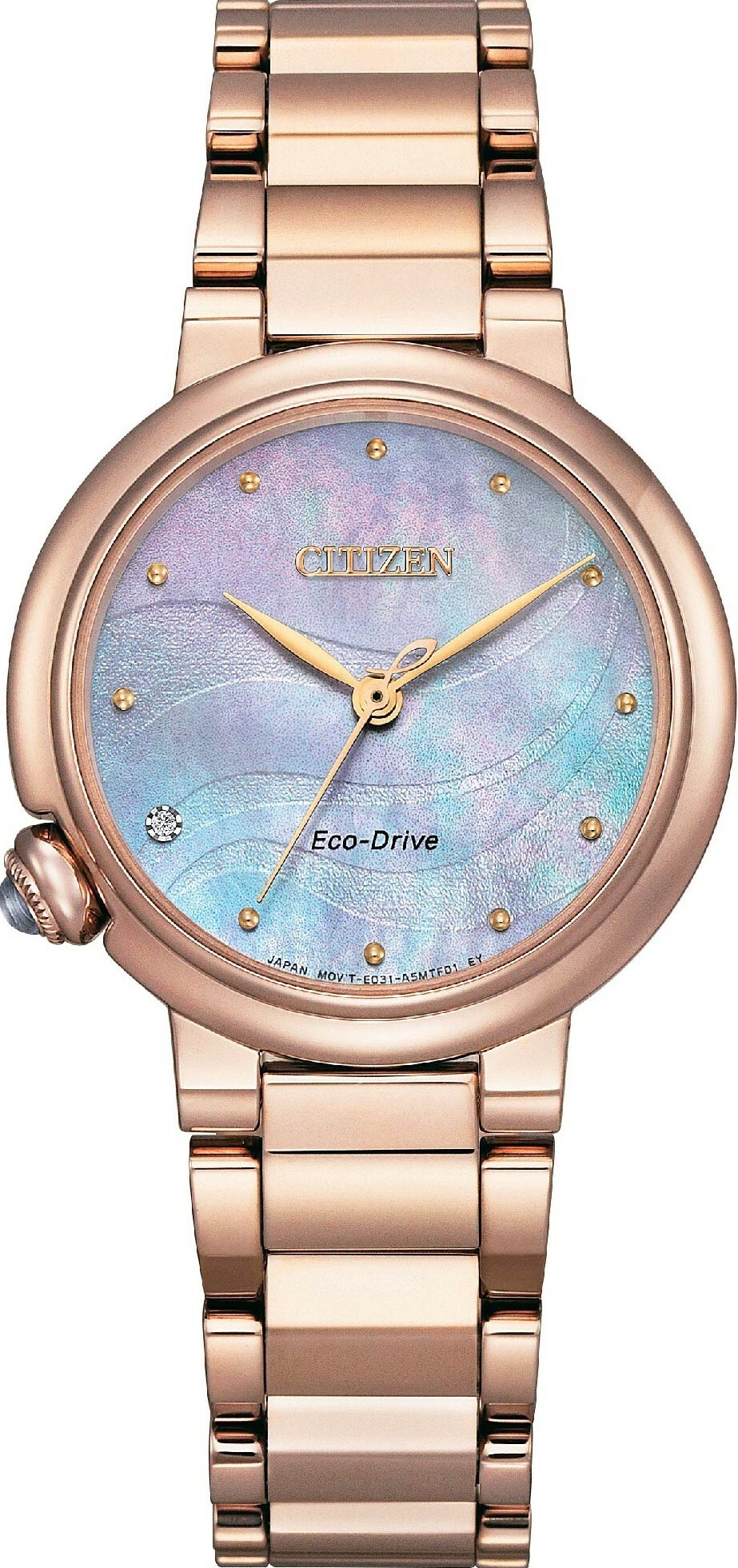 萬年鐘錶 - Citizen 星辰錶  L系列 玫瑰金粉面流沙光動能女錶 EM0917-81Y 錶徑30MM