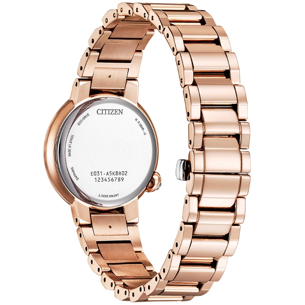 萬年鐘錶 - Citizen 星辰錶  L系列 玫瑰金粉面流沙光動能女錶 EM0917-81Y 錶徑30MM