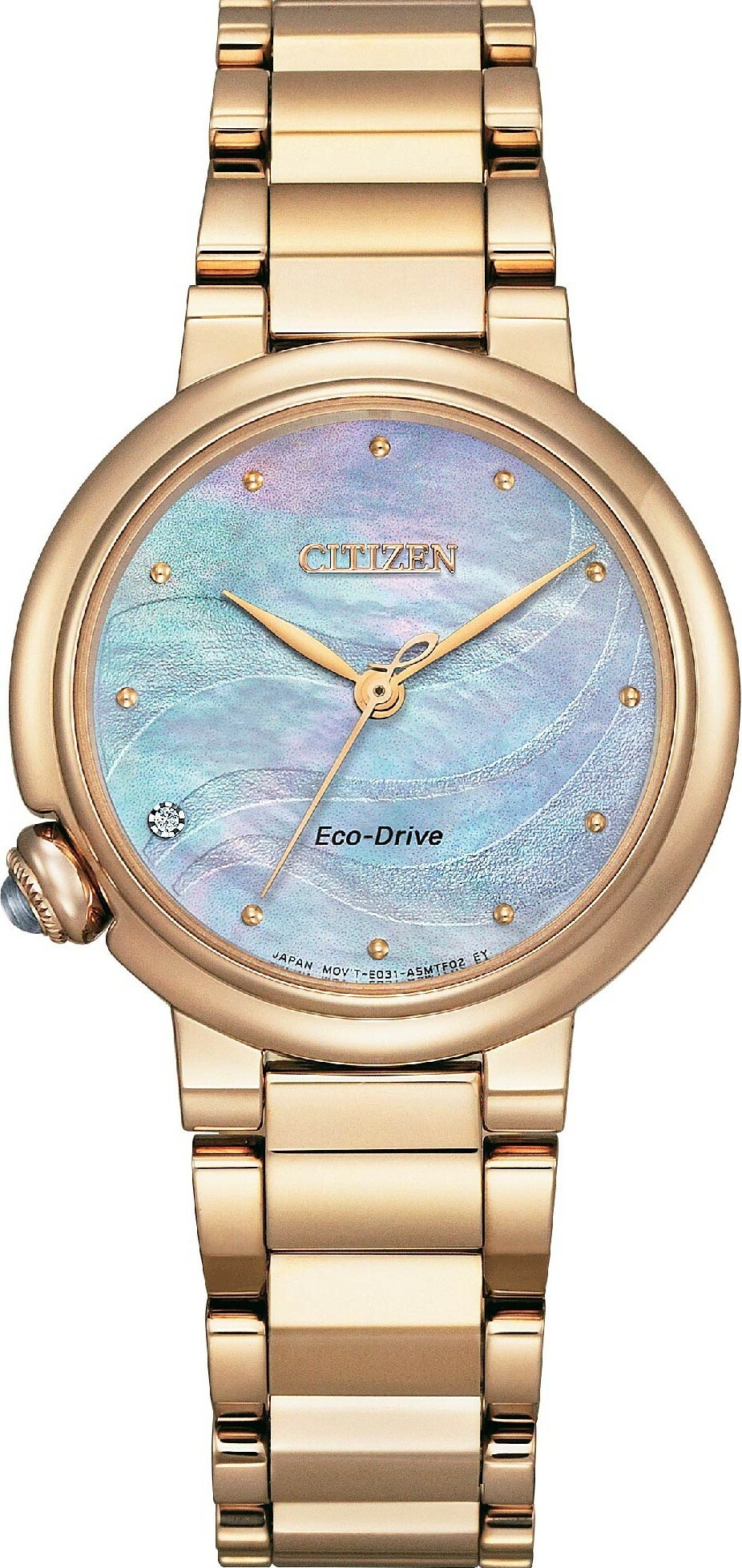 萬年鐘錶 - Citizen 星辰錶  L系列 玫瑰金粉面流沙光動能女錶 EM0919-85Y  錶徑30MM