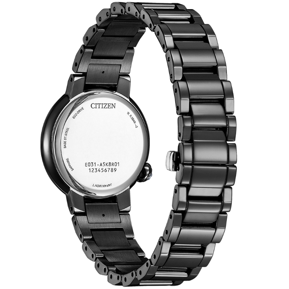 萬年鐘錶 - Citizen 星辰錶  L系列 世界奇景-藍眼淚水晶鏡面光動能女錶 EM0915-86N  錶徑30MM