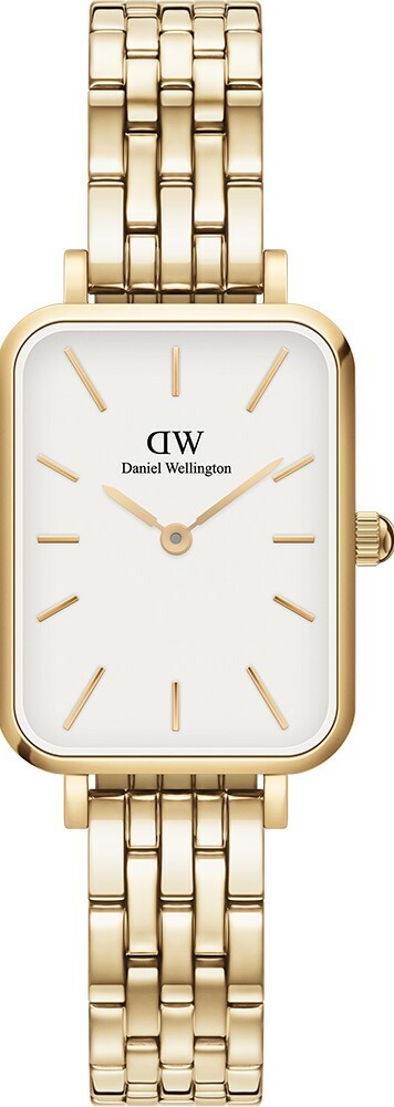 萬年鐘錶 - DW - Daniel Wellington  QUADRO PRESSED STERLING系列  錶徑 : 20x26mm 金色白面方形經典五株錶帶女錶  DW00100622