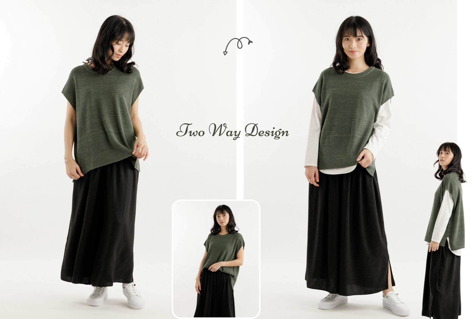 秋裝針織衫背心兩穿設計