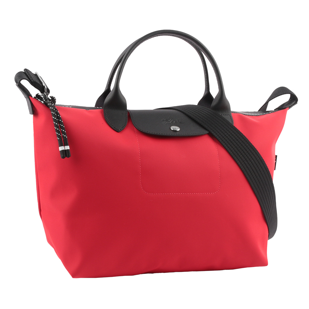 【LONGCHAMP】M號 LE PLIAGE ENERGY 再生帆布二用包(罌粟紅)