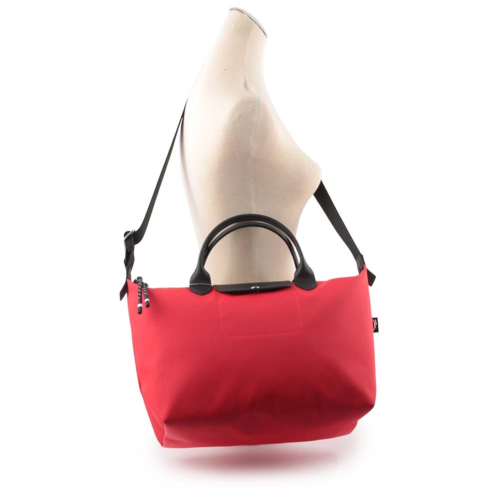 【LONGCHAMP】M號 LE PLIAGE ENERGY 再生帆布二用包(罌粟紅)