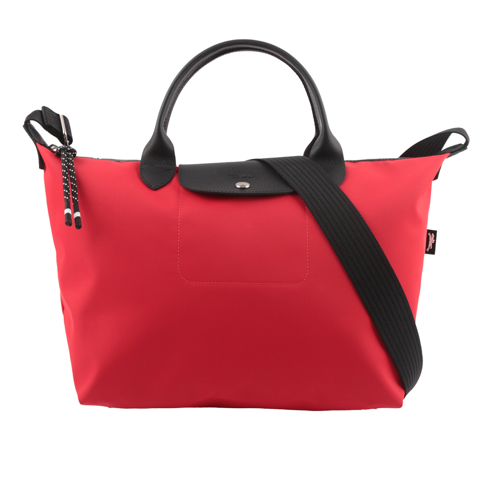 【LONGCHAMP】M號 LE PLIAGE ENERGY 再生帆布二用包(罌粟紅)