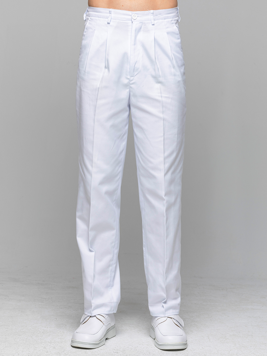 【 B900-1-W0 】男拉鍊長褲-B立挺布-純粹白