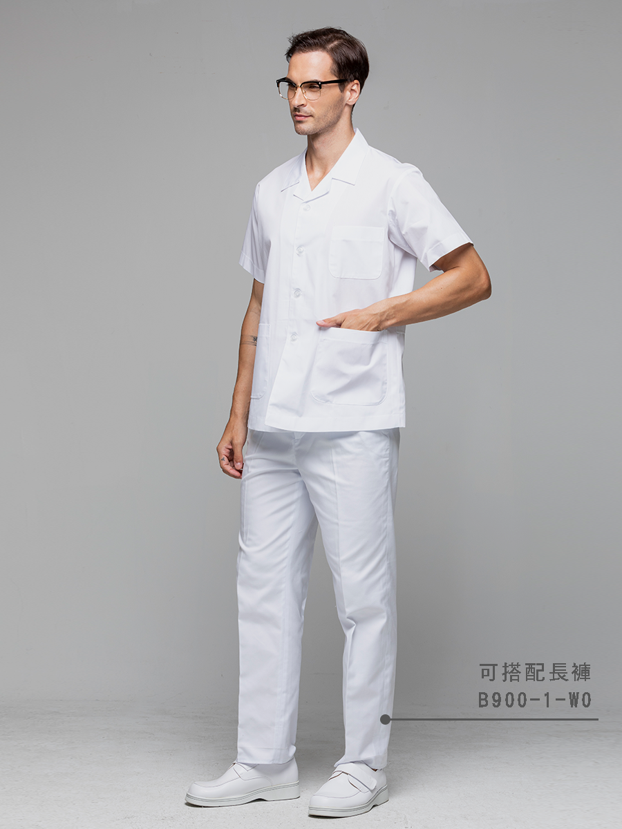 【 B900-1-W0 】男拉鍊長褲-B立挺布-純粹白