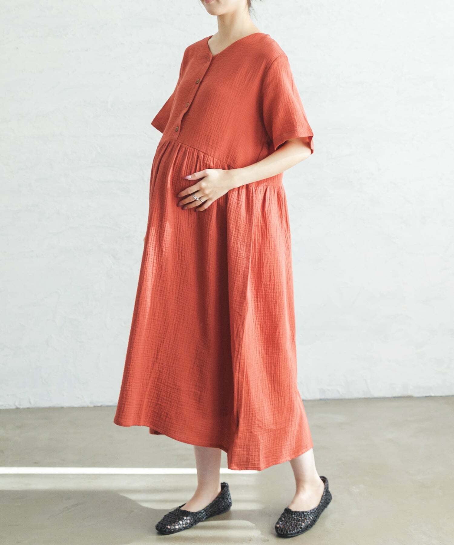 日本PAIRMANON 大人款 雙層棉紗系列  哺乳 / 孕婦長洋裝 (共4色) MN2SSOP248