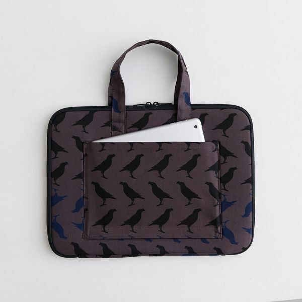 13" Laptop Case(Outer Pocket)/Crested Myna No.5/Blacksmith