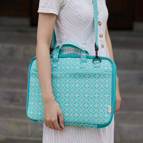 13" Laptop Case(Advanced)/Begonia Glass Pattern/Crystal Green