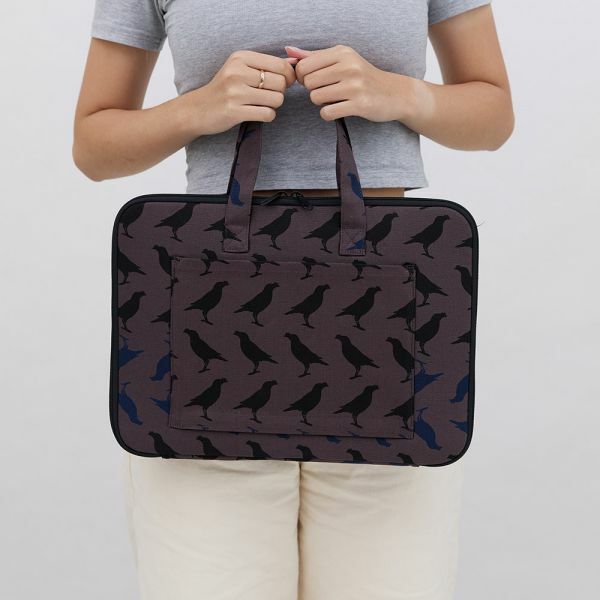 13" Laptop Case(Outer Pocket)/Crested Myna No.5/Blacksmith