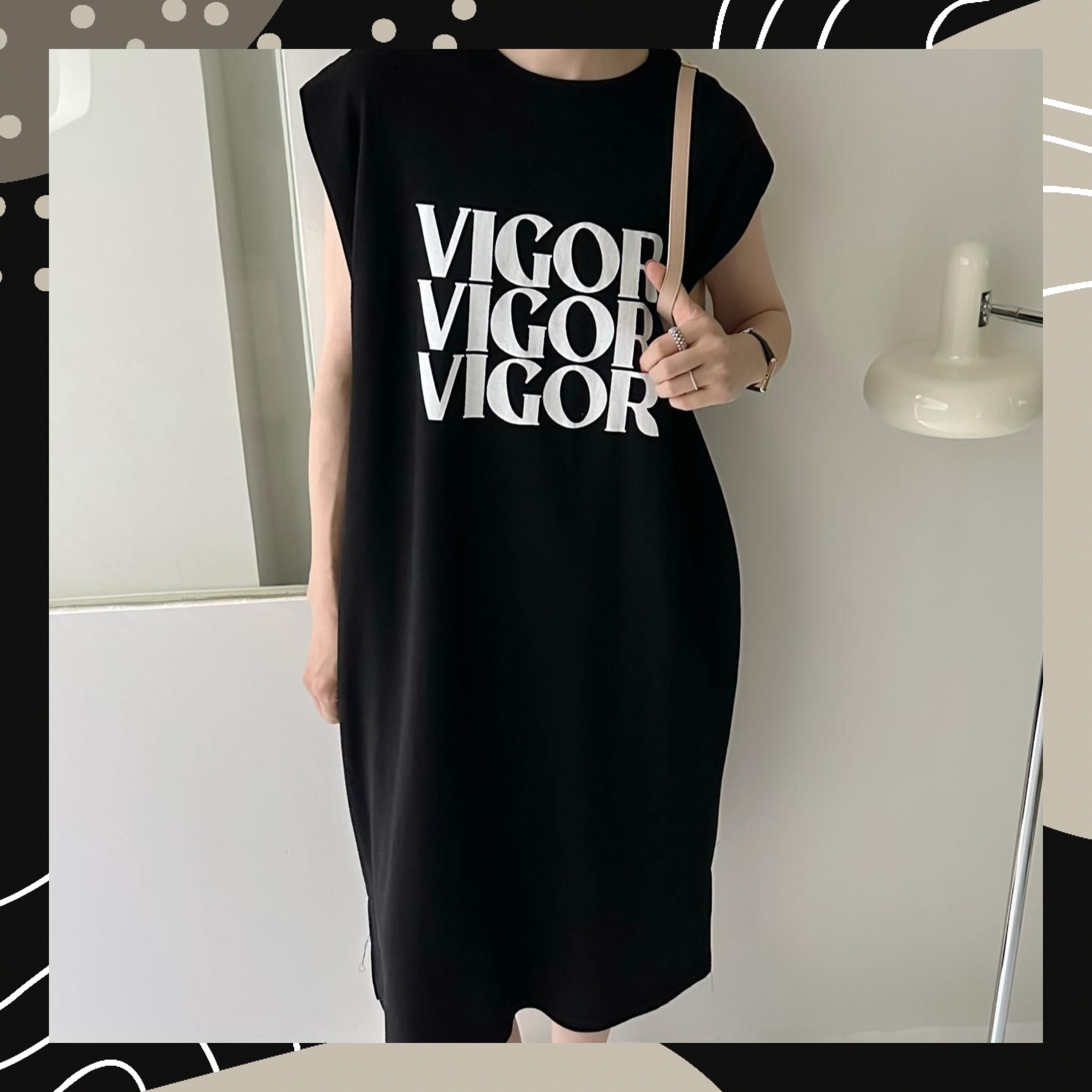 【BONNIE】印英文字小袖長OPS