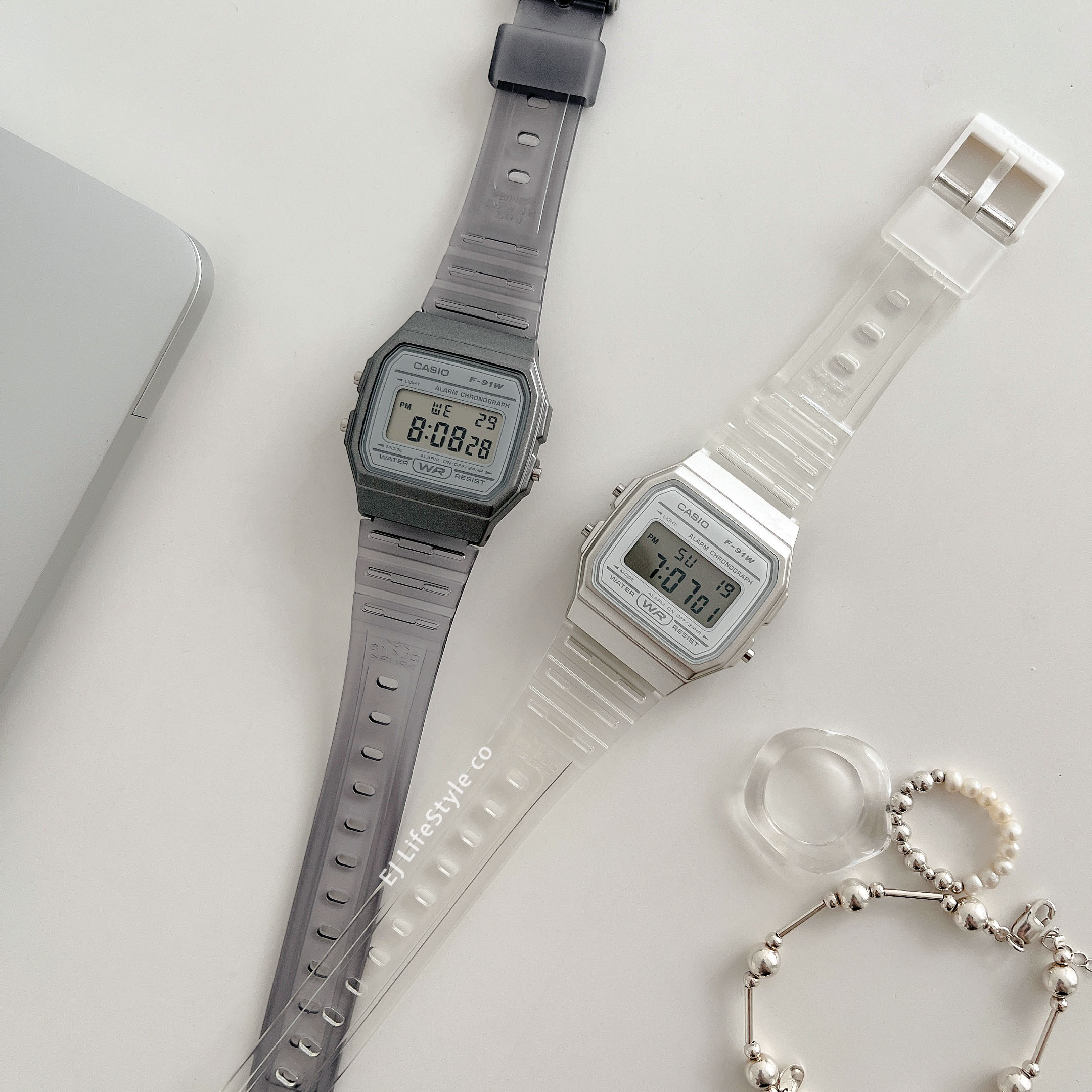 CASIO 卡西歐 手錶 電子錶 果凍材質 透明 灰色 銀色 / 現貨